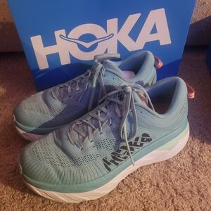 HOKA Bondi 7 Women’s Light Blue Running Shoes - Cushioned Support